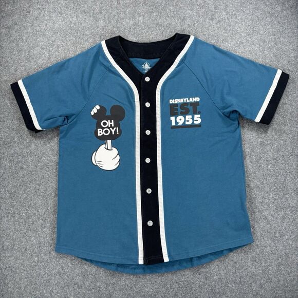 Disney Parks Oh Boy Mickey Mouse Baseball Jersey Mens XXL Blue Walt Disney World - Picture 1 of 8